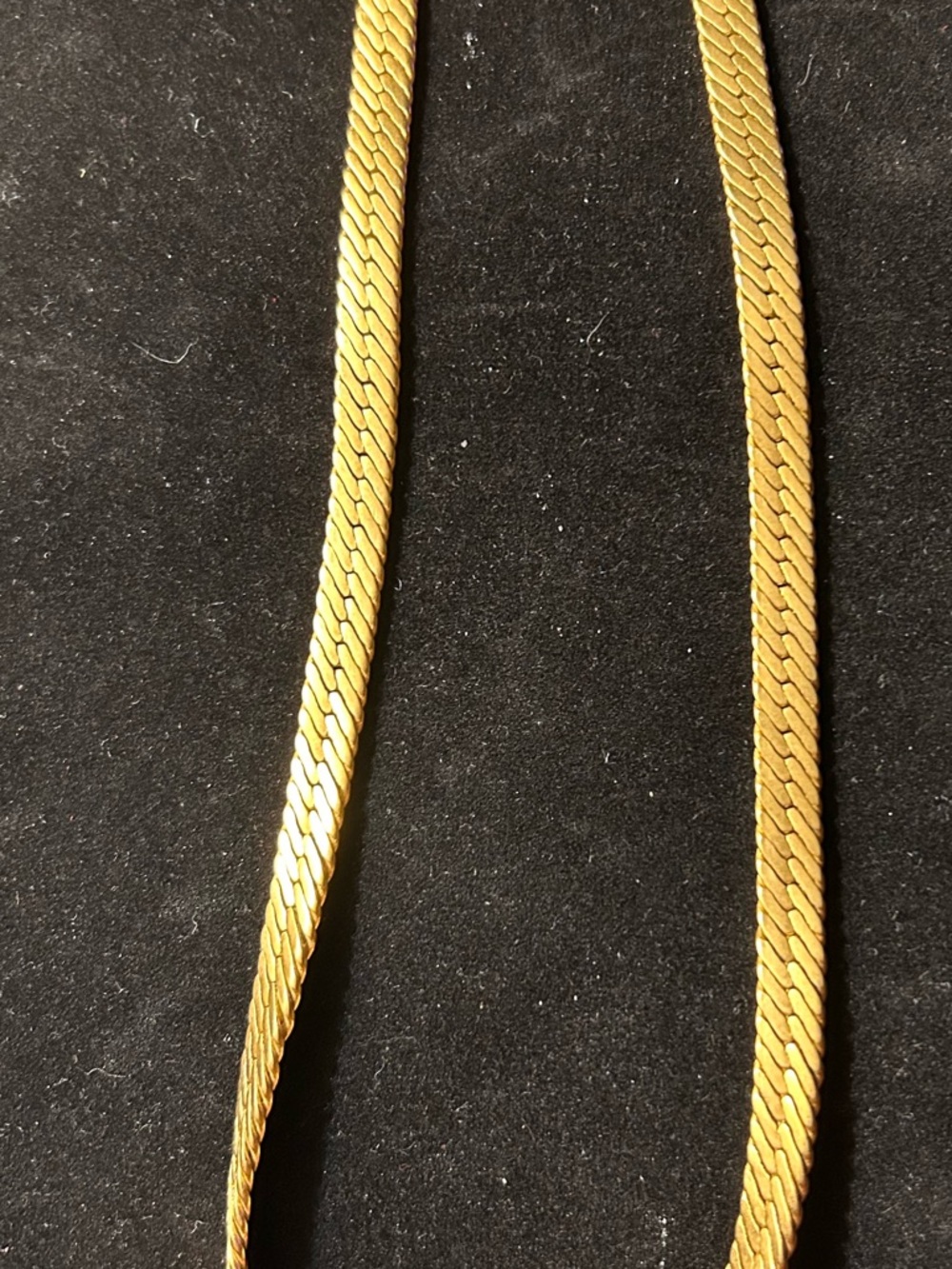 Vintage Givenchy Gold Tone Herringbone Necklace Signed Wide Flat Chain 80s 90s